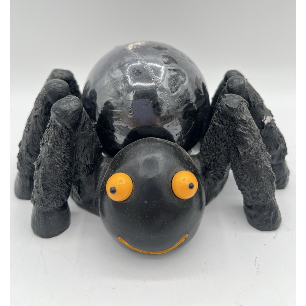 Vintage Halloween Black Spider Candle Holder Resin Figural Decor w/ Round Candle